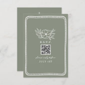 QR Code Sage Green Floral Wedding QR UAWG RSVP Karte (Vorne/Hinten)