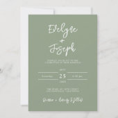 QR Code Sage Green Foto Boho Moderne Hochzeit Einladung (Vorderseite)