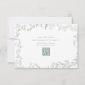 QR Code Sage Green Leafing Rahmen Rustikale Hochze RSVP Karte (Rückseite)