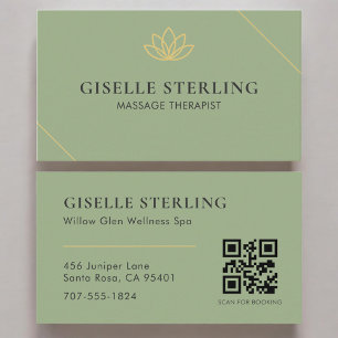 QR-Code Sage Green Massage-Therapeut Visitenkarte