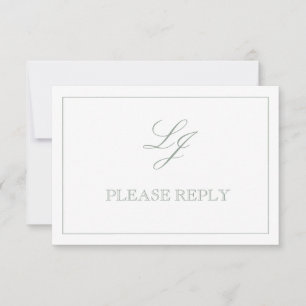 QR-Code Sage Green Schrift Monogramm Hochzeit RSVP Karte