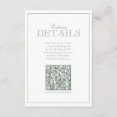 QR Code Sage Green Script Monogram Wedding Details Begleitkarte (Rückseite)