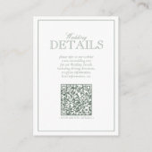 QR Code Sage Green Script Monogram Wedding Details Begleitkarte (Rückseite)
