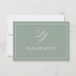 QR Code Sage Green Script Monogram Wedding RSVP