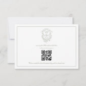 QR-Code Sage Green Wappen Monogram Wedding RSVP Karte (Rückseite)