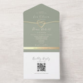 QR Code Sage Green Wedding All In One Einladung (Innen Boden)