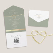 QR Code Sage Green Wedding All In One Einladung