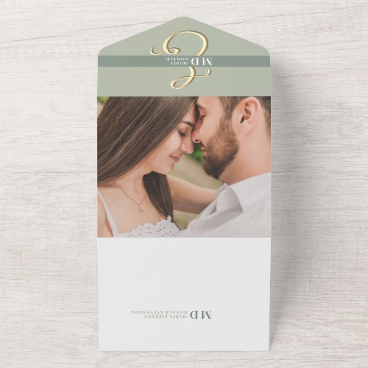 QR Code Sage Green Wedding alle in einer Einladung (Außenbereich)