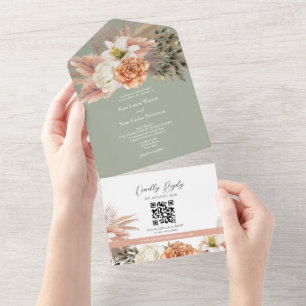 QR-Code-Sage-Grün-Florale-Hochzeit All In One Einladung