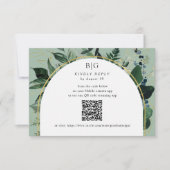 QR-Code Sage grün moderne Aquarellgrüne RSVP Karte (Vorderseite)
