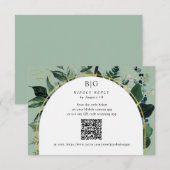 QR-Code Sage grün moderne Aquarellgrüne RSVP Karte (Vorne/Hinten)