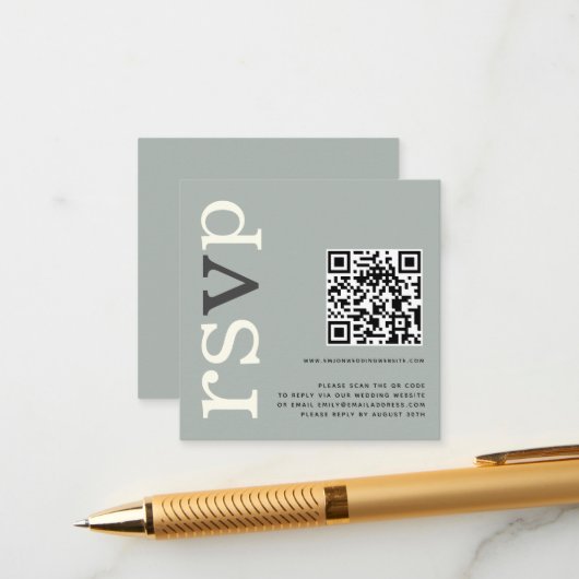 QR-Code Sage Ivory Wedding Online-UAWG Begleitkarte (Vorderseite/Rückseite Beispiel)