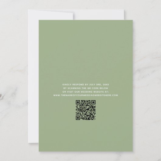 QR Code Sage Typografy Wedding Einladung (Rückseite)