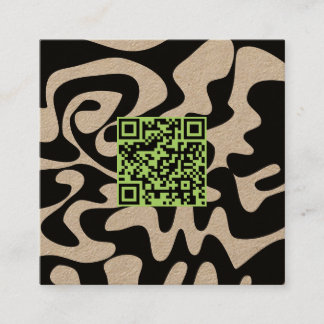 QR-Code Sagegrün Schwarz Retro Groovy Kraft Quadratische Visitenkarte