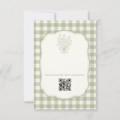 QR-Code Salbeigrün Gingham Blumen Brautparty Einladung (Rückseite)