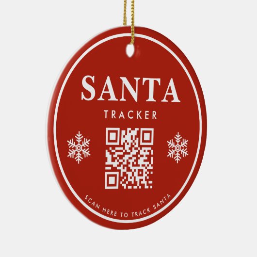 QR Code Santa Tracker Kids Modern Red Christmas Keramik Ornament (Rechts)