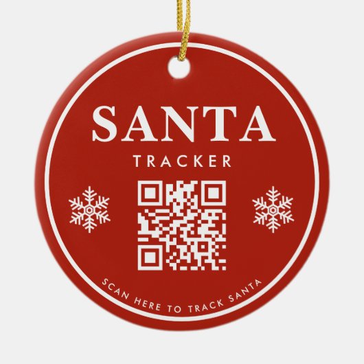 QR Code Santa Tracker Kids Modern Red Christmas Keramik Ornament (Vorne)