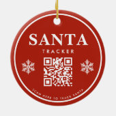 QR Code Santa Tracker Kids Modern Red Christmas Keramik Ornament (Hinten)