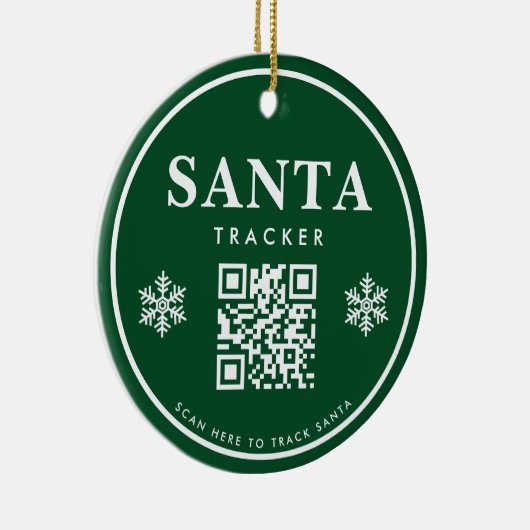 QR Code Santa Tracker Kinder Moderne grüne Weihnac Keramik Ornament (Rechts)