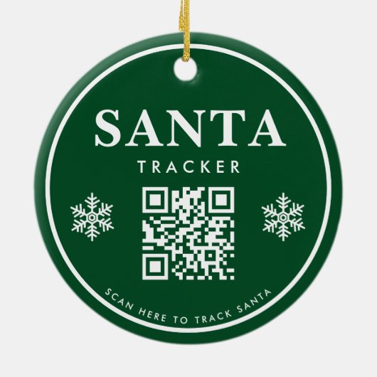 QR Code Santa Tracker Kinder Moderne grüne Weihnac Keramik Ornament (Hinten)