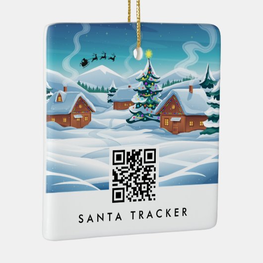 QR Code Santa Tracker Kinder Moderner Weihnachtssc Keramikornament (Rechts)