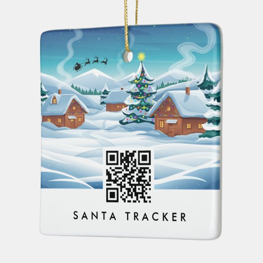 QR Code Santa Tracker Kinder Moderner Weihnachtssc Keramikornament (Links)