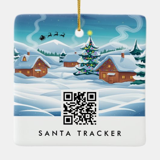 QR Code Santa Tracker Kinder Moderner Weihnachtssc Keramikornament (Rückseite)