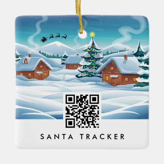 QR Code Santa Tracker Kinder Moderner Weihnachtssc Keramikornament (Vorderseite)