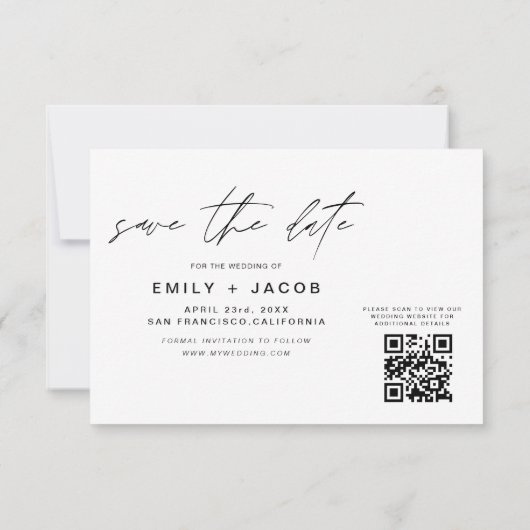 QR Code Save the Date 3 Foto Elegant Moderne (Rückseite)