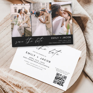 QR-Code Save the Date - 3 Foto Elegant Moderne