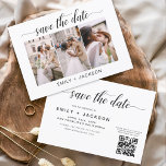 QR-Code - Save the Date 3 Foto Elegant Moderne<br><div class="desc">QR Code - Modernes und elegantes Landschaftsbild Horizontal Drei (3) Foto Save the Date Hochzeitsmagnet mit handgeschriebener Schrift Typografie. Der Save the Date einladende Magnet beinhaltet Skripttypografie und schick und schlichtes Design,  mit dem Sie Ihre individuelle Verlobung Fotografie hinzufügen können.</div>