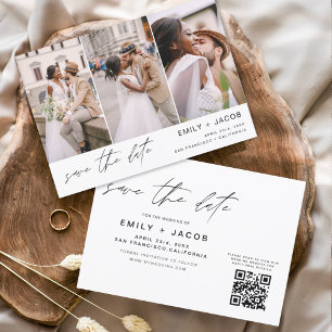 QR-Code Save the Date - 3 Foto Elegant Moderne