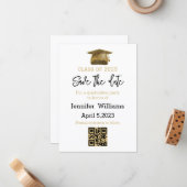 qr-Code Save the Date Abschluss Gold Ankündigung (Vorderseite/Rückseite Beispiel)