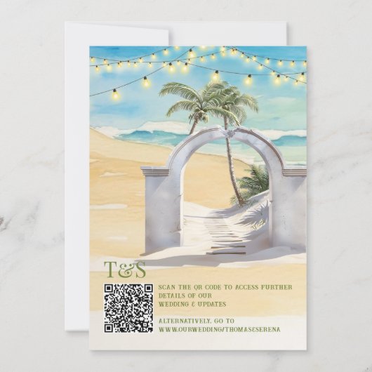 QR Code Save the Date Beach Wedding Destination Einladung (Rückseite)
