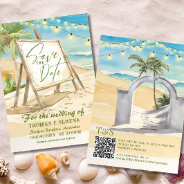 QR Code Save the Date Beach Wedding Destination Einladung