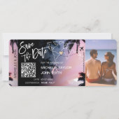 QR-Code Save the Date Boarding Pass Palm Beach Einladung (Vorderseite)