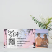 QR-Code Save the Date Boarding Pass Palm Beach Einladung (Stehend Vorderseite)