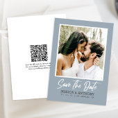 QR-Code Save the Date Dusty Blue Foto Wedding Einladung