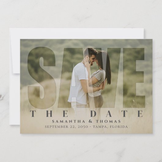 QR-Code Save the Date Foto Typografie Elegant (Vorderseite)