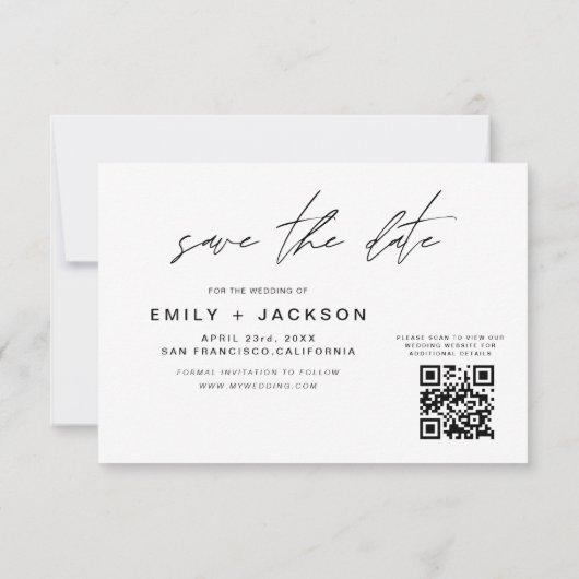 QR-Code - Save the Date Modernes 3-Foto-Elegant (Rückseite)