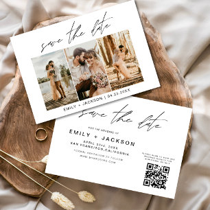 QR-Code - Save the Date Modernes 3-Foto-Elegant
