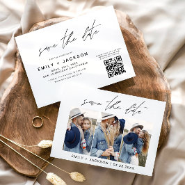 QR-Code - Save the Date Modernes 3-Foto-Elegant