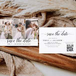 QR-Code - Save the Date Modernes Elegant-3-Foto<br><div class="desc">QR Code - Modernes und elegantes Landschaftsbild Horizontal Drei (3) Foto Save the Date Hochzeitsmagnet mit handgeschriebener Schrift Typografie. Der Save the Date einladende Magnet beinhaltet Skripttypografie und schick und schlichtes Design,  mit dem Sie Ihre individuelle Verlobung Fotografie hinzufügen können.</div>
