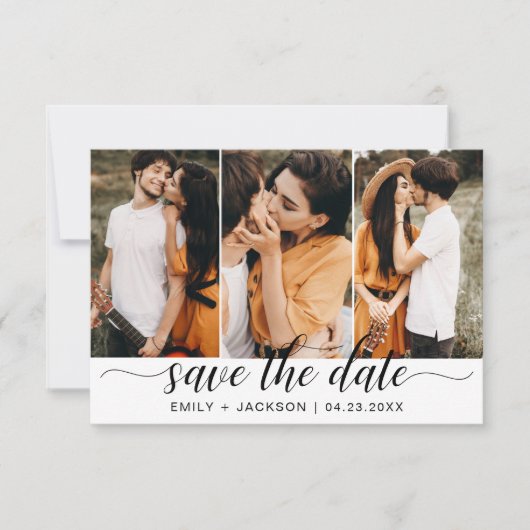 QR-Code - Save the Date Modernes Elegant-3-Foto (Vorderseite)