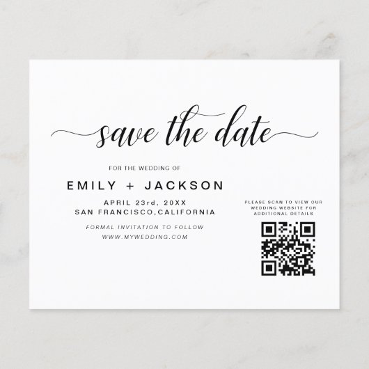 QR-Code - Save the Date Modernes Elegant-3-Foto (Rückseite)