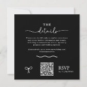 QR-Code Save the Date Schwarz-weißer Kurvenbogen Mitteilungskarte (Rückseite)