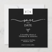 QR-Code Save the Date Schwarz-weißer Kurvenbogen Mitteilungskarte (Vorderseite)