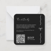 QR-Code Save the Date Schwarz-weißer Kurvenbogen Mitteilungskarte (Rückseite)
