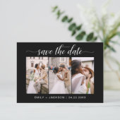 QR-Code - Save the Date Schwarzes 3 Foto (Stehend Vorderseite)