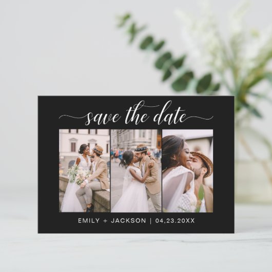 QR-Code - Save the Date Schwarzes 3 Foto (Stehend Vorderseite)